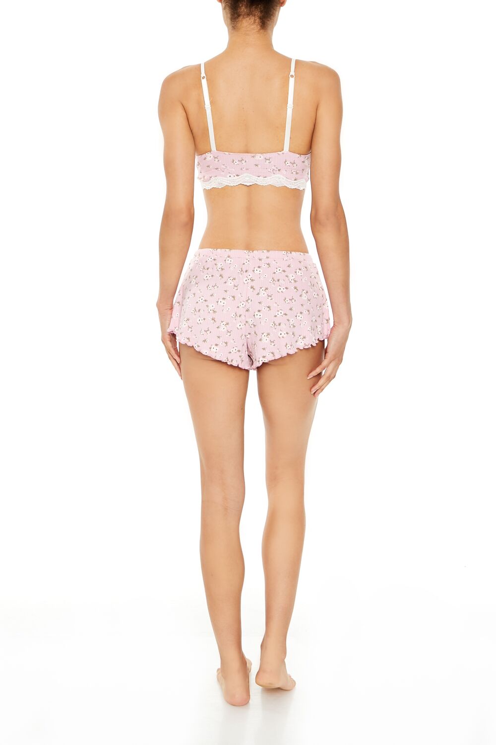 Pointelle Floral Pajama Shorts
