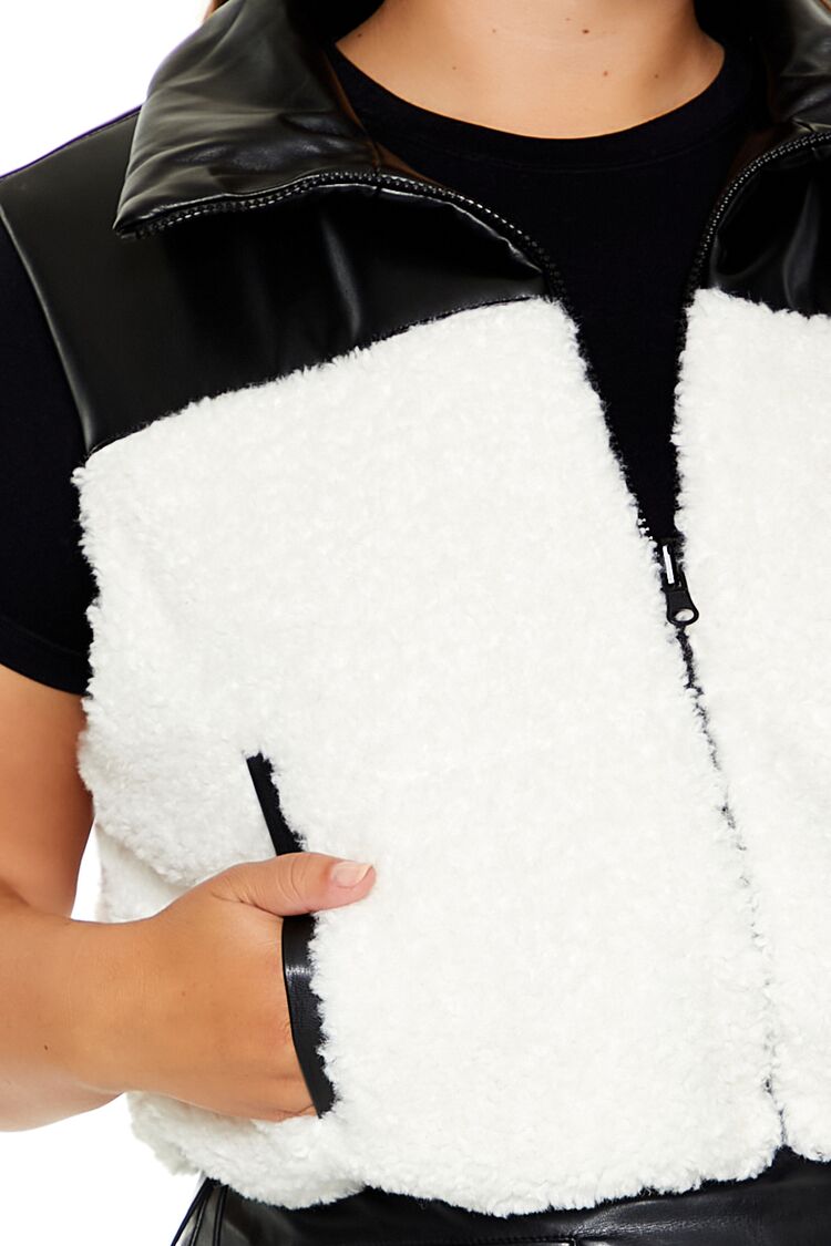 Plus Size Faux Shearling & Leather Vest