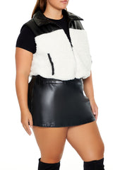 Plus Size Faux Shearling & Leather Vest