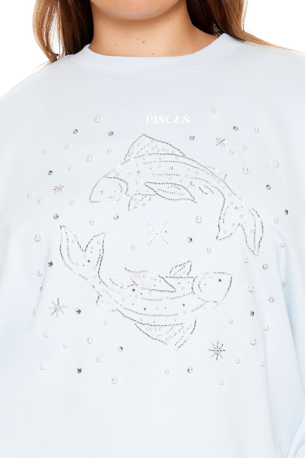 Plus Size Beaded Pisces Pullover