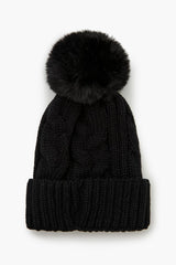 Pom Pom Cable Knit Beanie
