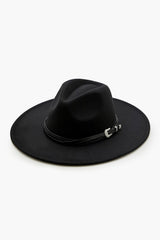 Etched Faux Leather-Trim Fedora