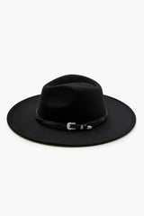 Etched Faux Leather-Trim Fedora