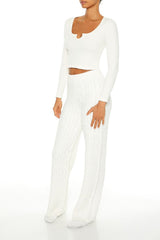Cable Knit Wide-Leg Pajama Pants