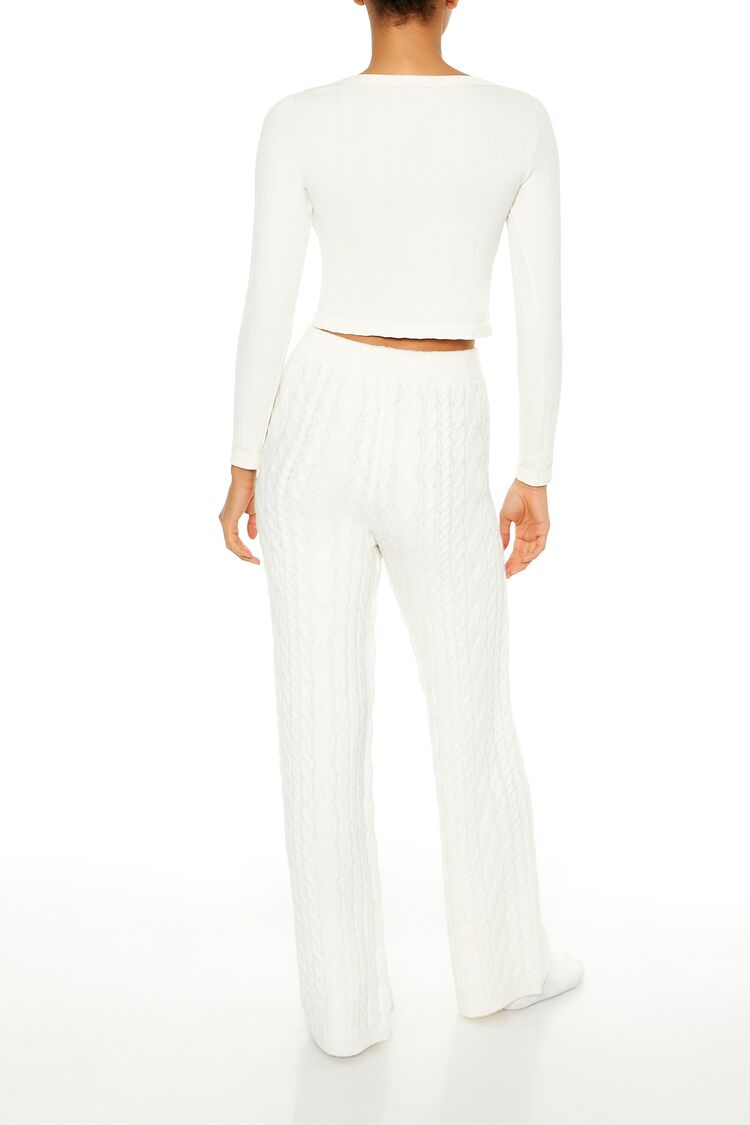 Cable Knit Wide-Leg Pajama Pants
