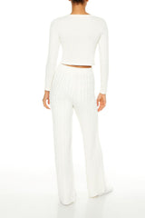 Cable Knit Wide-Leg Pajama Pants