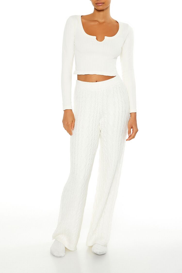Cable Knit Wide-Leg Pajama Pants