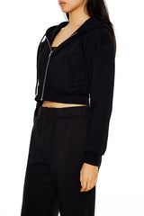 Cropped Fleece Zip-Up Hoodie