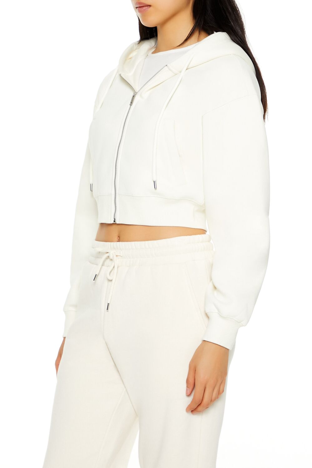 Cropped Fleece Zip-Up Hoodie