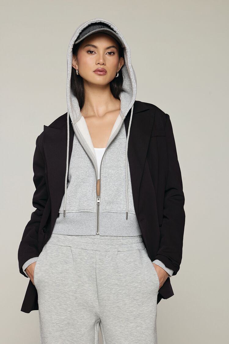 Cropped Fleece Zip-Up Hoodie