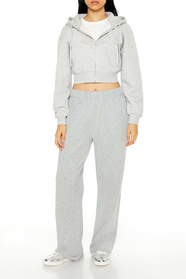 Cropped Fleece Zip-Up Hoodie