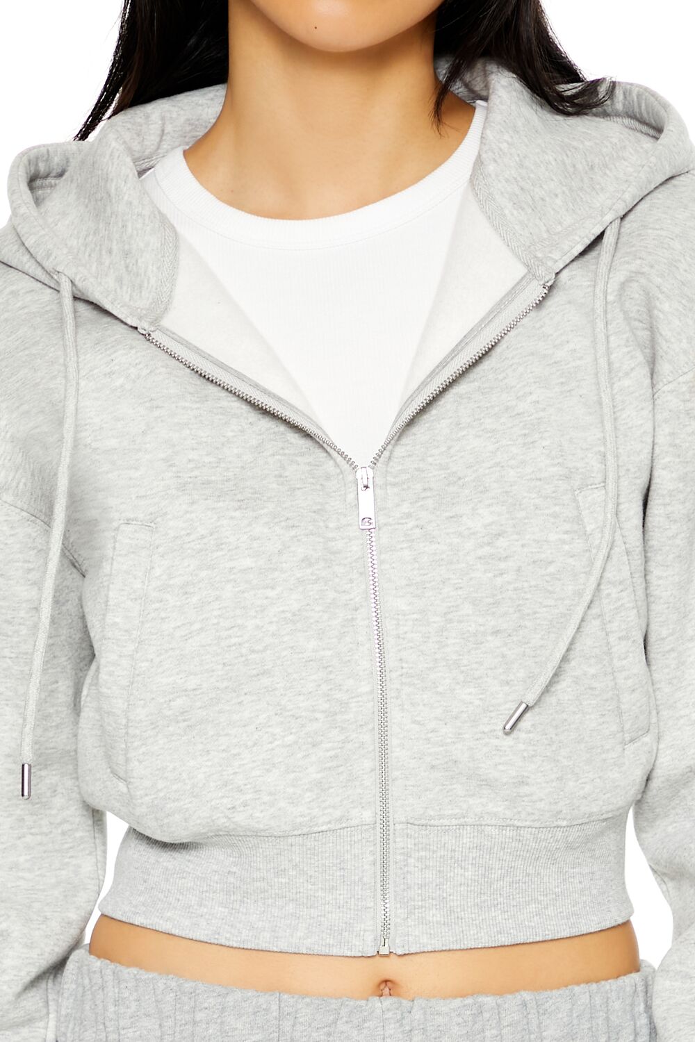 Cropped Fleece Zip-Up Hoodie