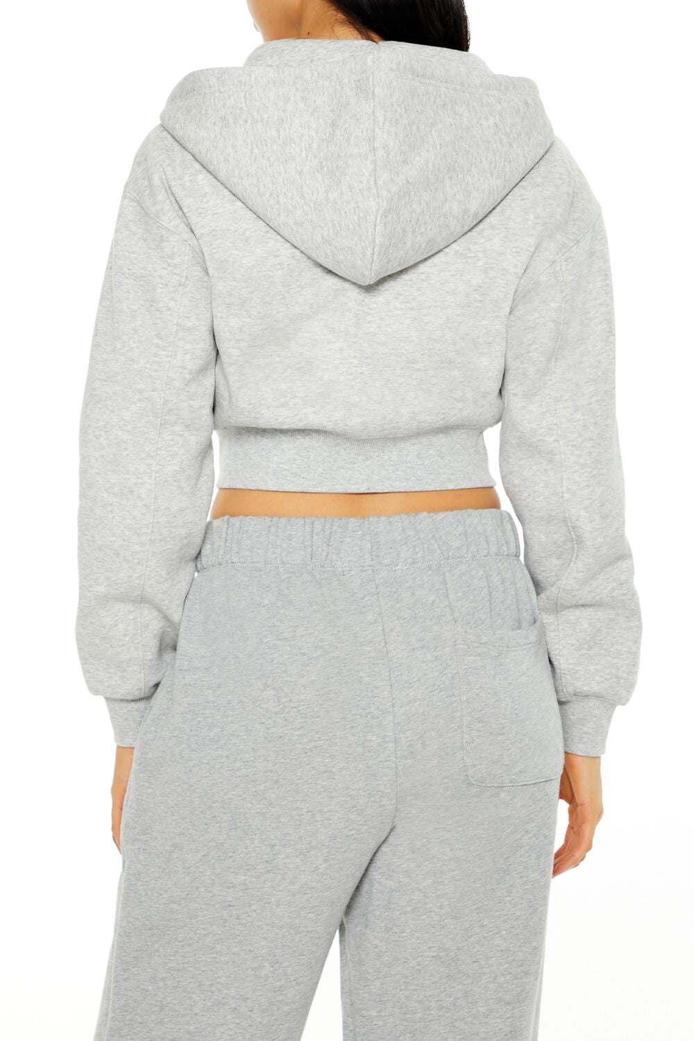 Cropped Fleece Zip-Up Hoodie