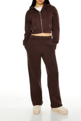 Cropped Fleece Zip-Up Hoodie