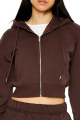 Cropped Fleece Zip-Up Hoodie