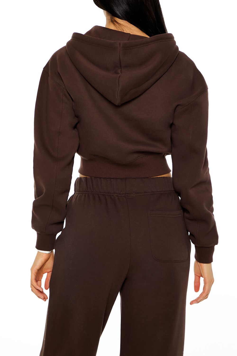 Cropped Fleece Zip-Up Hoodie