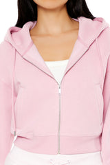 Fleece Drop-Sleeve Zip-Up Hoodie