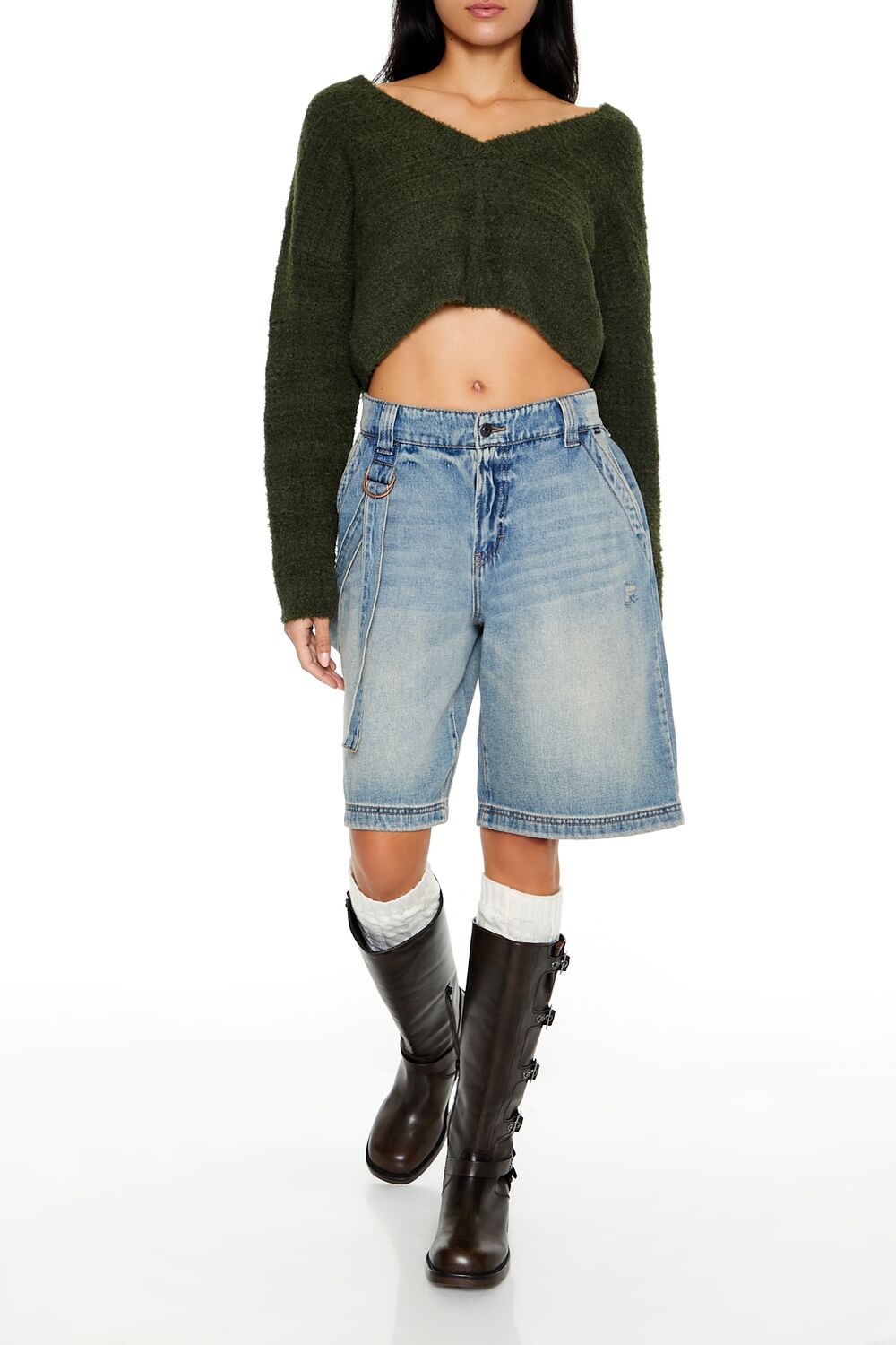 Crossover Mock Wrap Sweater