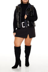 Plus Size Sequin Zip-Up Vest