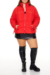Plus Size Tie-Waist Puffer Jacket