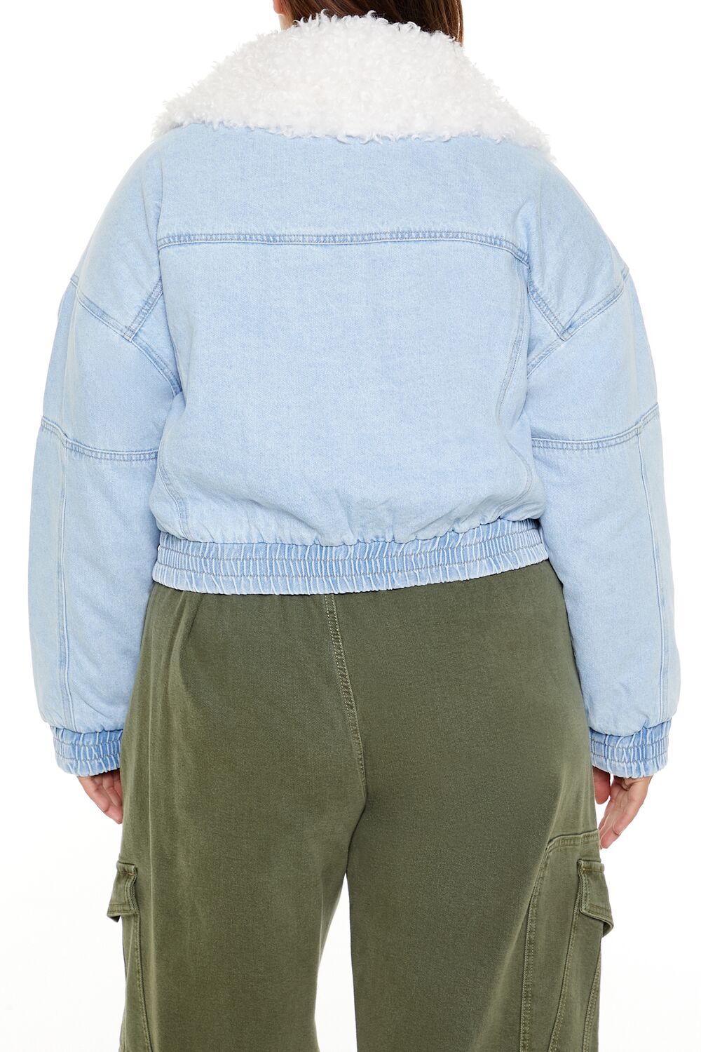 Plus Size Faux Shearling Denim Jacket