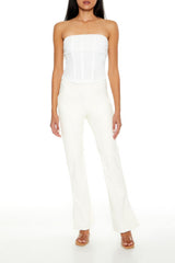 Faux Leather Split-Hem Flare Pants