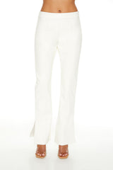 Faux Leather Split-Hem Flare Pants