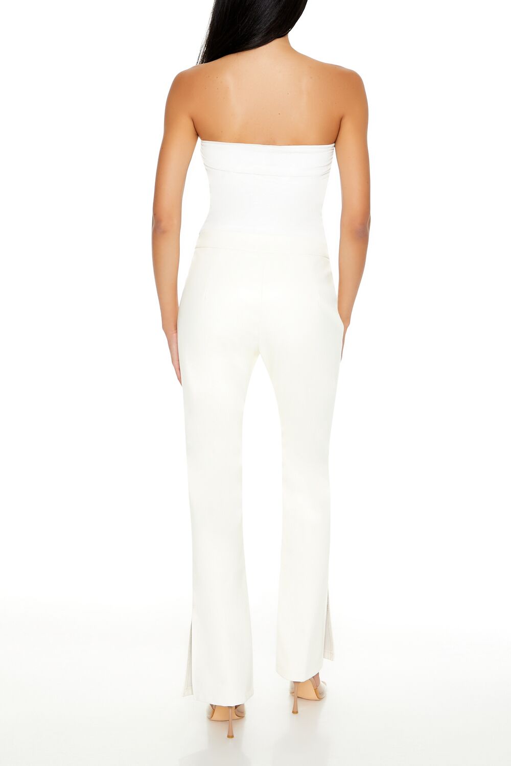 Faux Leather Split-Hem Flare Pants