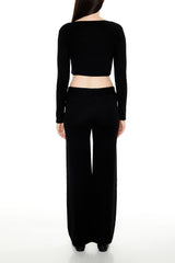 Sweater-Knit Wide-Leg Pants