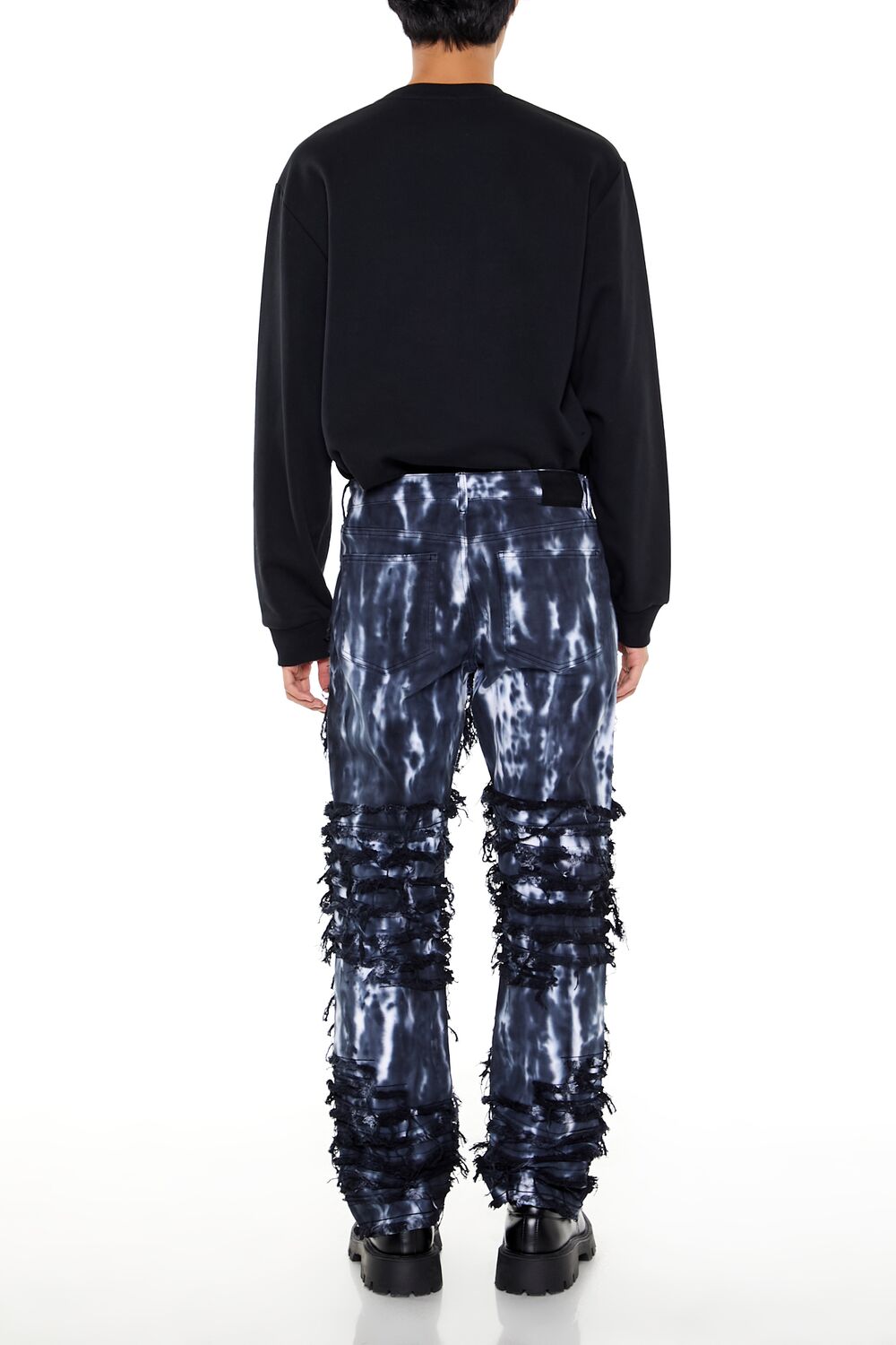 Destroyed Bleach Dye Slim-Fit Jeans