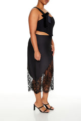 Plus Size Eyelash Lace Midi Skirt