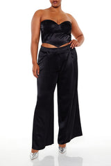 Plus Size Satin Trouser Pants
