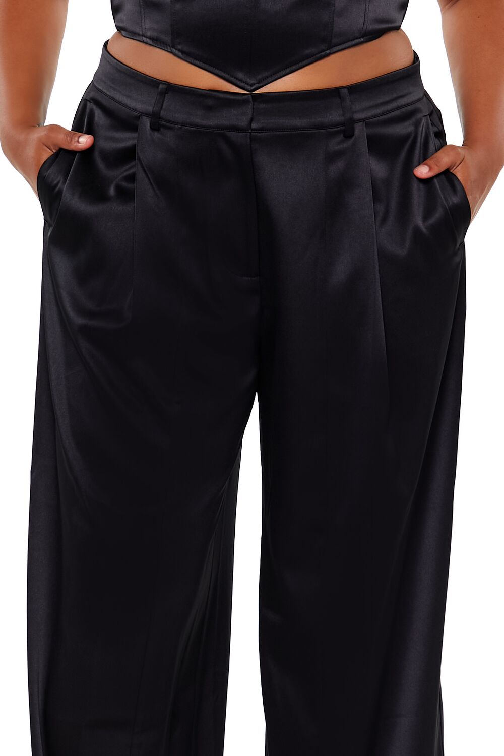 Plus Size Satin Trouser Pants
