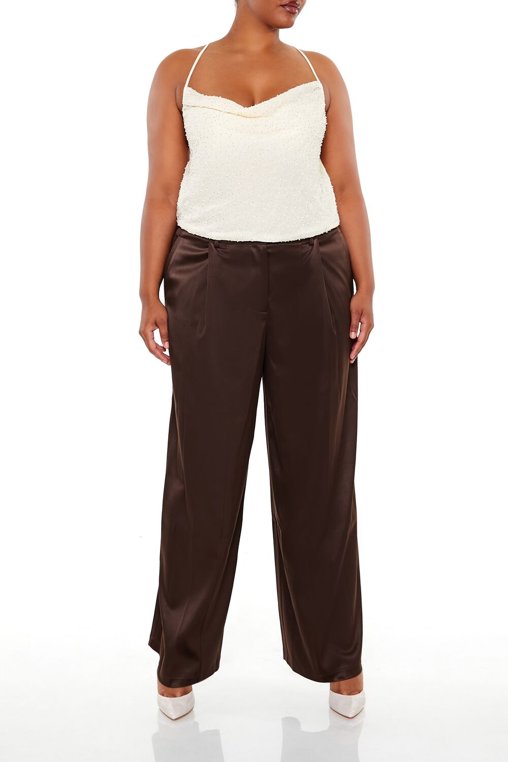 Plus Size Satin Trouser Pants