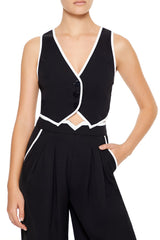 Two-Tone Vest & High-Rise Pants Set