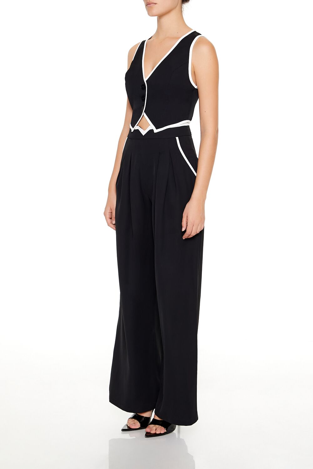 Two-Tone Vest & High-Rise Pants Set