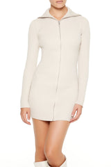 Bodycon Zip-Up Mini Sweater Dress