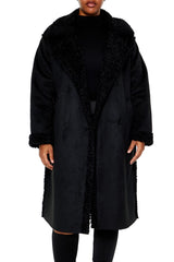 Faux Shearling & Suede Coat