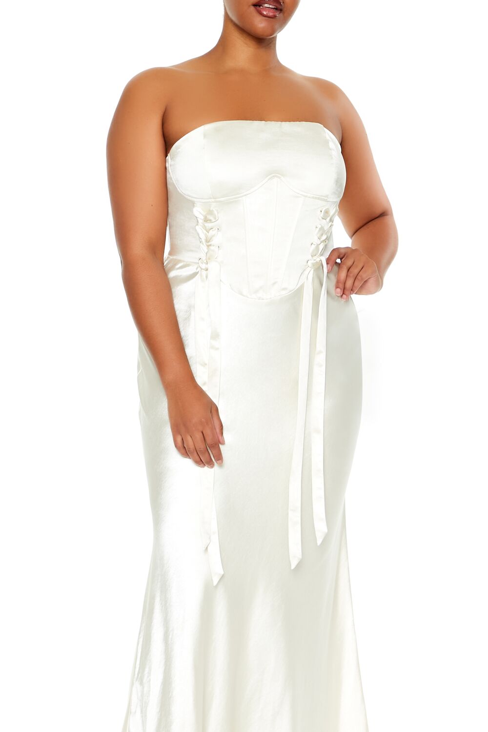 Plus Size Lace-Up Corset Maxi Dress