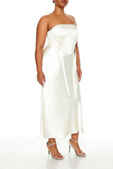 Plus Size Lace-Up Corset Maxi Dress