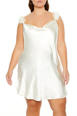 Plus Size Faux Fur-Trim Mini Dress
