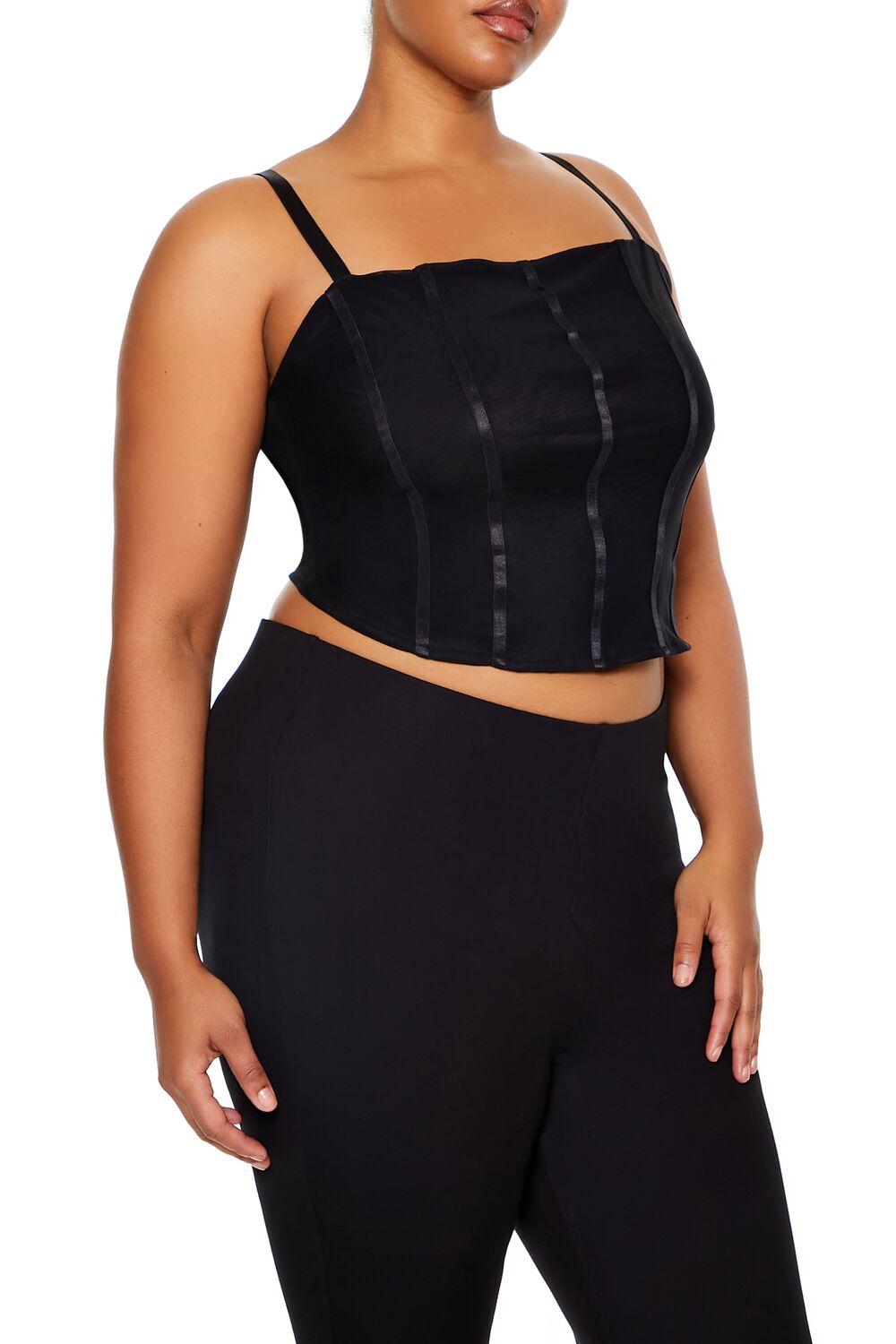 Plus Size Lace-Up Cropped Cami