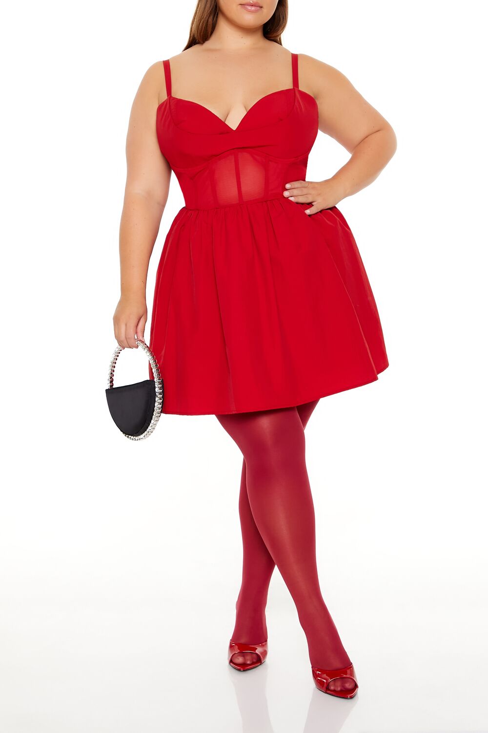 Plus Size Fit-and-Flare Sweetheart Mini Dress