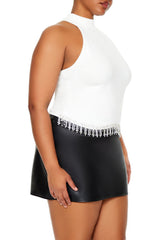 Plus Size Rhinestone-Trim Tank Top