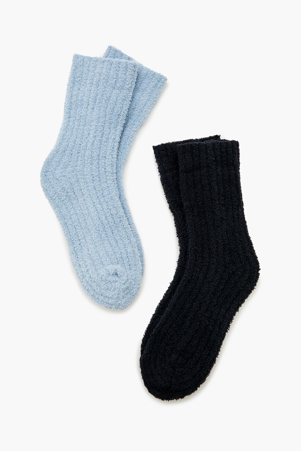 Fuzzy Ribbed Knit Crew Socks - 2 pack