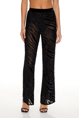 Sheer Sequin Zebra Flare Pants
