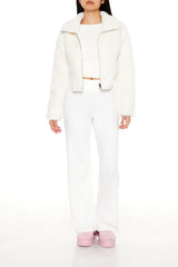 Faux Shearling Cropped Moto Jacket