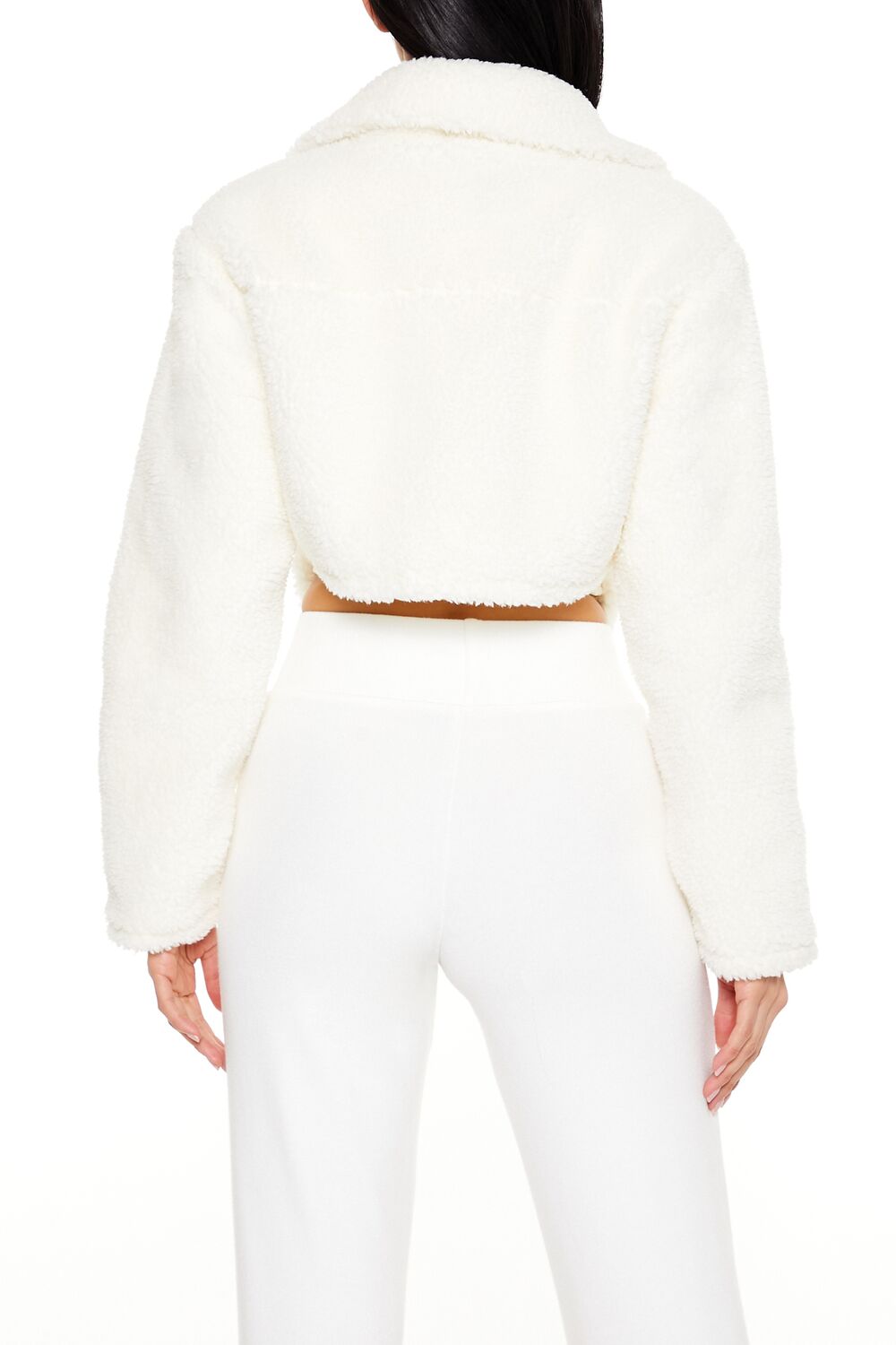 Faux Shearling Cropped Moto Jacket
