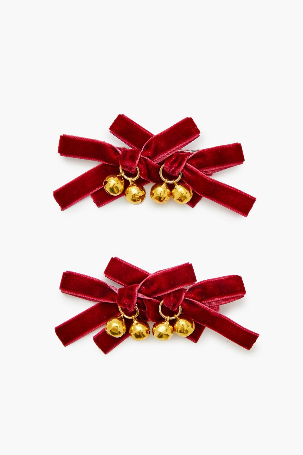 Velvet Bow Ornament Hair Clip Set