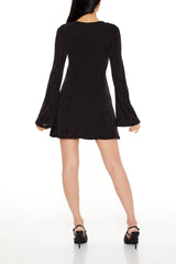 Glitter Bell-Sleeve Mini Dress